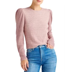 Coupon 🧨 Splendid London Ribbed Puff Sleeve Sweater Light Heather ⭐