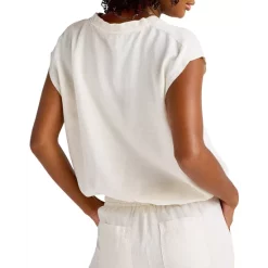 Hot Sale ⭐ Splendid Halle Split Neck Top White Sand ✨ -Splendid Shop unnamed file 152