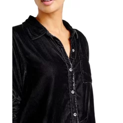 Cheapest 🔔 Splendid Ryan Velvet Button-Down 👕 Shirt Black ✔️ -Splendid Shop unnamed file 253