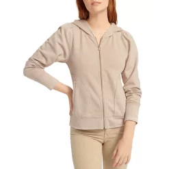 Deals 😀 Splendid Josephine Puff Sleeve Zip Hoodie Latte 🎁