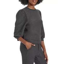 Buy ✨ Splendid Evelyn Terry Puff Sleeve Sweatshirt Lead 🧨 -Splendid Shop unnamed file 58