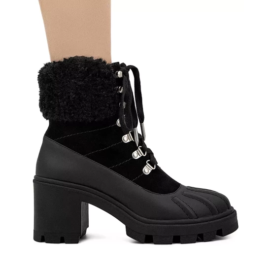 Hot Sale โ Splendid ๐ฉ Women's Faux Shearling Lined Block Heel Cold Weather Booties Black ๐ 4 Hot Sale โ Splendid ๐ฉ Women's Faux Shearling Lined Block Heel Cold Weather Booties Black ๐ - Image 2