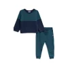 Buy 🌟 Splendid Boys' Stargazer Cotton Blend Color Blocked Crewneck Sweatshirt & Solid Sweatpants Set - Little Kid Deep Teal ✨ -Splendid Shop unnamed file 754