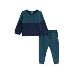 Buy 🌟 Splendid Boys' Stargazer Cotton Blend Color Blocked Crewneck Sweatshirt & Solid Sweatpants Set - Little Kid Deep Teal ✨