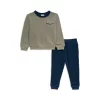 Buy 🧨 Splendid Boys' Cotton Blend Pocket Sweatshirt & Solid Sweatpants Set - Little Kid Olive Mist 🔥 -Splendid Shop unnamed file 769