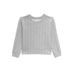 Buy ✨ Splendid 👧 Girls' Charli Faux Cable Knit Crewneck Sweatshirt - Big Kid Heather Gray 😉