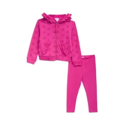 Best Sale 🤩 Splendid 👧 Girls' Star Print Full Zip Hoodie & Solid Leggings Set - Little Kid Razzlebrry 😉