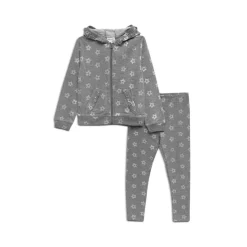 Best deal ✨ Splendid 👧 Girls' Cotton Blend Silver Star Print Full Zip Hoodie & Leggings Set - Little Kid Charcoal Star 🔔