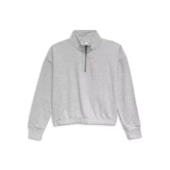 Coupon 😉 Splendid 👧 Girls' Sawyer Cotton Blend Half Zip Mock Neck Sweatshirt - Big Kid Heather Gray 😍