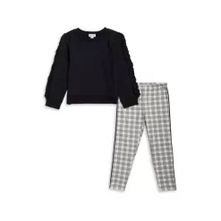 Cheap 💯 Splendid 👧 Girls' Bloom Plaid Sweater & Leggings - Baby Black 🥰