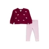Budget 🧨 Splendid 👧 Girls' All Wrapped Up Bow Appliqué V Neck Cardigan & Solid Leggings Set - Little Kid Red Plum ✔️