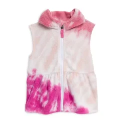 Brand new 🔔 Splendid 👧 Girls' Tie Dye Faux Sherpa Hooded Vest - Little Kid Rosy Tie Dye ⭐