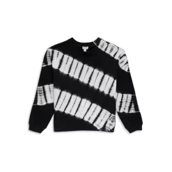 New 💯 Splendid 👧 Girls' Cotton Blend Shibori Tie Dyed Crewneck Sweatshirt - Big Kid Black ✔️