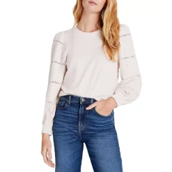 Flash Sale 🌟 Splendid Lilliana Pointelle Sleeve Sweater White Sand 😀